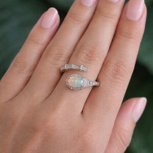 Silver and Opal Women's Ring